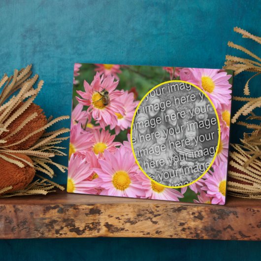 デイジーの花とのまわりに自分の写真を追加 フォトプラーク (側面)