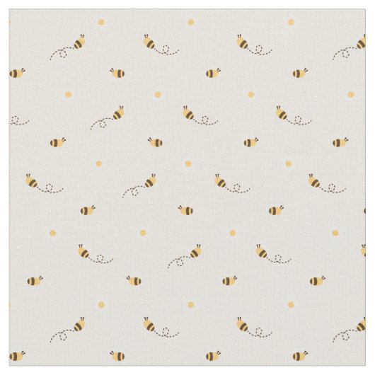 デイジーの花とミツバチ ファブリック (クローズアップ)