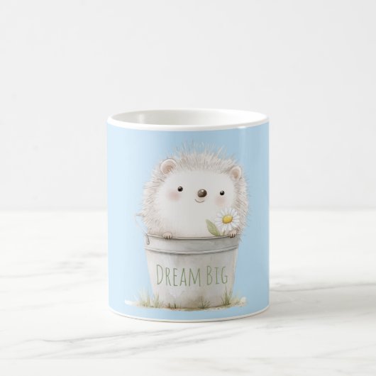 デイジーの花と庭のハリネズミ コーヒーマグカップ (中央)