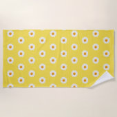 デイジーの花のスマイリーフェイス ビーチタオル (正面)