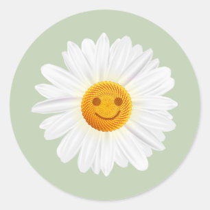 デイジーの花のスマイリーフェイス ラウンドシール