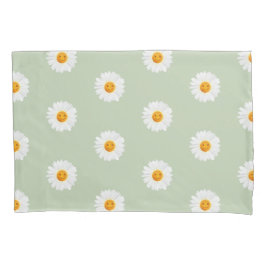 デイジーの花のスマイリーフェイス 枕カバー