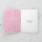 デイジーの花のピンクのギンガムフレンド感謝していズ カード (内部)