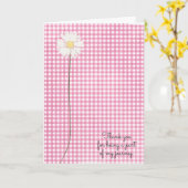 デイジーの花のピンクのギンガムフレンド感謝していズ カード (黄色い花)