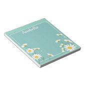 デイジーの花のフレームの背景(淡緑色) ノートパッド (アングル)