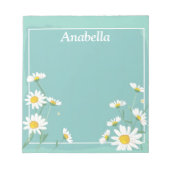 デイジーの花のフレームの背景(淡緑色) ノートパッド (正面)