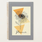 デイジーの花のボヘミアンスタイルのノート 🌼🖤💛 プランナー手帳 (正面)