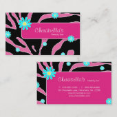 デイジーの花の名刺のシマウマのピンクのPB 名刺 (正面/裏面)