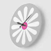 デイジーの花の時計ソフトグレーの背景 ラージ壁時計 (傾斜)