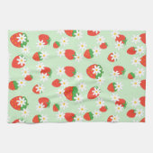 デイジーの花の甘いいちご柄ガーリー キッチンタオル (横)