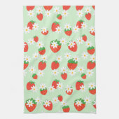 デイジーの花の甘いいちご柄ガーリー キッチンタオル (縦)