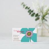 デイジーの花の破裂音のおもしろいの夏のデイジーのお洒落なかわいい 名刺 (スタンド正面)