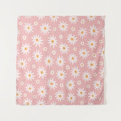 デイジーの花の継ぎ目のない模様。フローラ背景 タペストリー (正面(横))