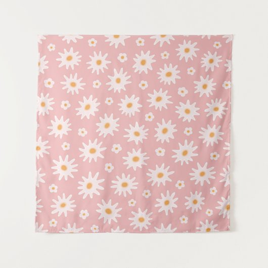 デイジーの花の継ぎ目のない模様。フローラ背景 タペストリー (正面)