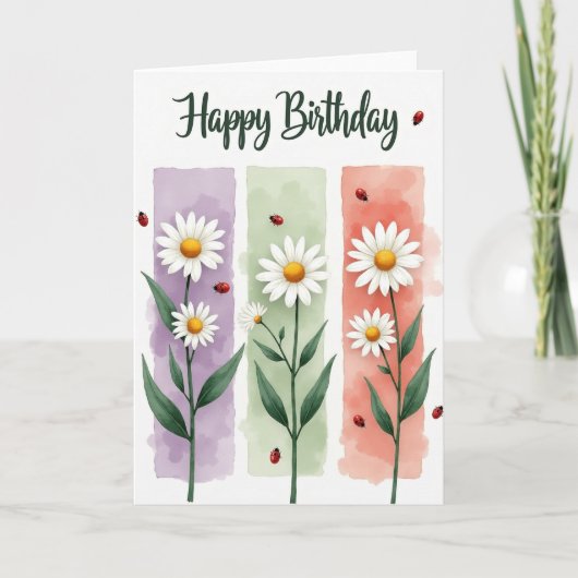 デイジーの花の誕生日カード カード (正面)