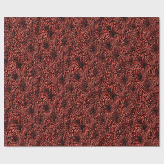 デイジーの花バーガンディ自然模様 ラッピングペーパー (フラット)