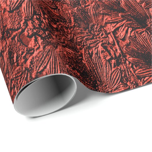 デイジーの花バーガンディ自然模様 ラッピングペーパー (ロールコーナー)