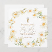 デイジーの花リースファーストホーリーコミュニオン 招待状 (正面/裏面)