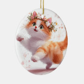 デイジーの花冠をかぶった遊び心あふれる子猫 セラミックオーナメント (右)