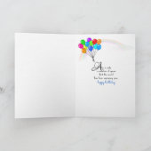 デイジーの花束と白く洗った木の上の蝶 カード (内部)