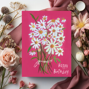 デイジーの花束 お誕生日おめでとう ポストカード