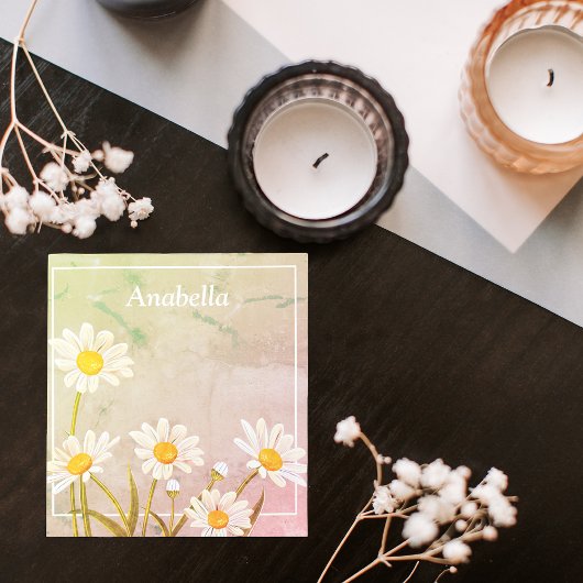 デイジーの花枠のヴィンテージ背景 ノートパッド