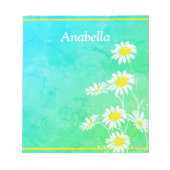 デイジーの花枠を緑と黄色の背景に ノートパッド (正面)