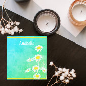 デイジーの花枠を緑と黄色の背景に ノートパッド