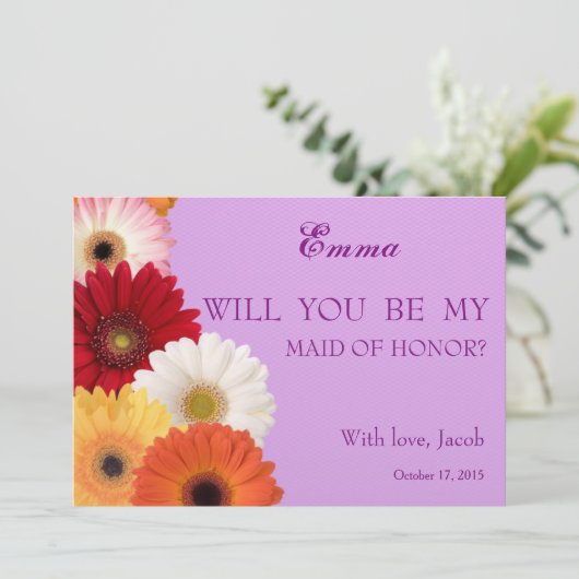 デイジーの花私のメイド・オブ・オーナー（花嫁付き添い人） 招待状 (スタンド正面)