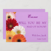 デイジーの花私のメイド・オブ・オーナー(花嫁付き添い人) 招待状 (正面/裏面)
