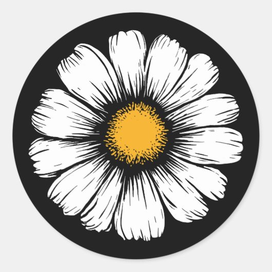 デイジーの花開く ラウンドシール (正面)