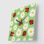 デイジーの花 スクエア壁時計 (傾斜)