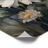 デイジーの花 – 水彩フローラ植物芸術 ポスター (角)