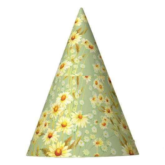デイジーの花:水色ダークシームレス。 パーティーハット (正面)