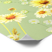 デイジーの花:水色ダークシームレス。 ポスター (角)