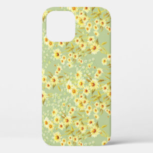 デイジーの花:水色ダークシームレス。 iPhone 12ケース
