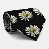 デイジーの花: 黒い元のイラストレーション ネクタイ (ロール)