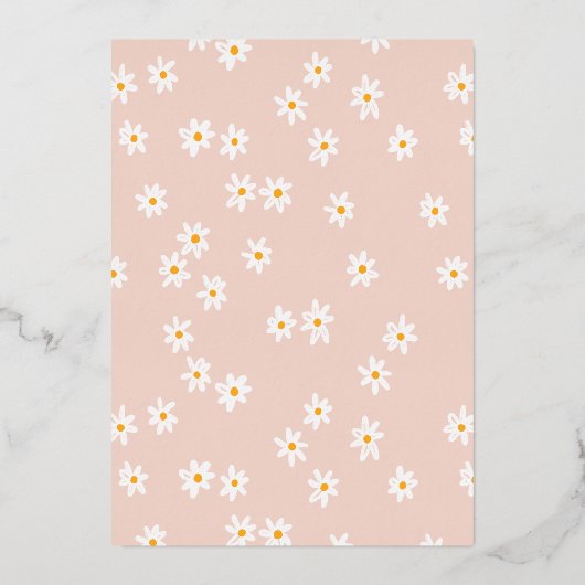 デイジーの花Boho妹光沢のある赤ちゃんシャワー 箔招待状 (裏面)