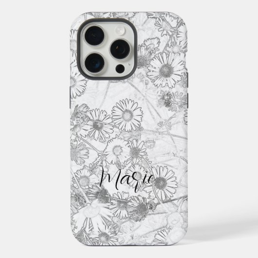 デイジーの草原 ライトグレー柄 iPhoneケース (裏面)