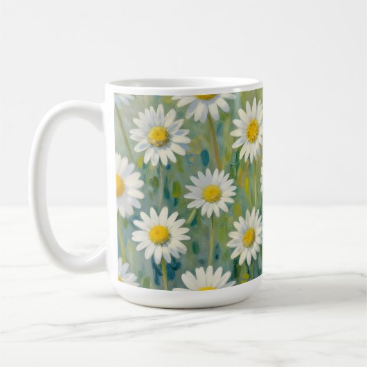 デイジーの草原 印象派の花柄 コーヒーマグカップ (左)