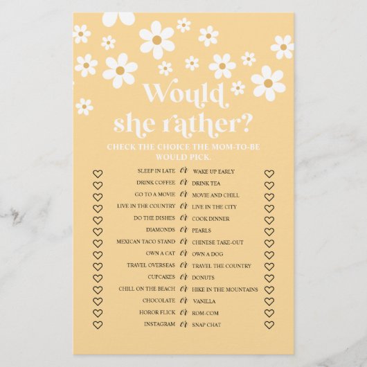 デイジーの赤ちゃんシャワー彼女はむしろゲームフライヤー チラシ (正面)