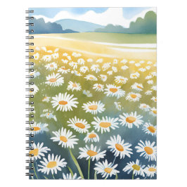 デイジーの野原 | 花畑の花の絵画 ノートブック
