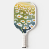デイジーの野原 | 花畑の花の絵画 ピックルボールラケット (裏面)