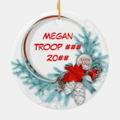 デイジーの金髪の青いマツリース セラミックオーナメント (裏面)