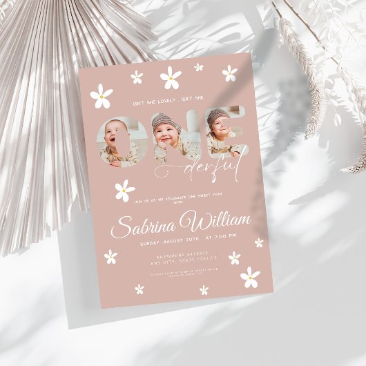 デイジーは彼女はOnederful 1st誕生日の写真ではない 招待状