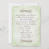 デイジーは柔らかい緑色の色合いで裂けた紙縁 招待状 (裏面)