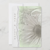 デイジーは柔らかい緑色の色合いで裂けた紙縁 招待状 (正面)