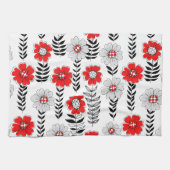 デイジーは赤と黒 キッチンタオル (横)