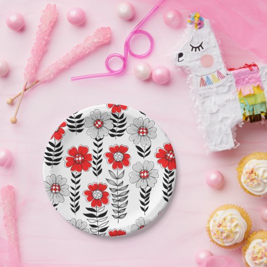 デイジーは赤と黒 ペーパープレート (パーティー)