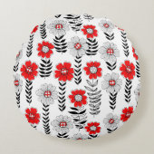 デイジーは赤と黒 ラウンドクッション (正面)